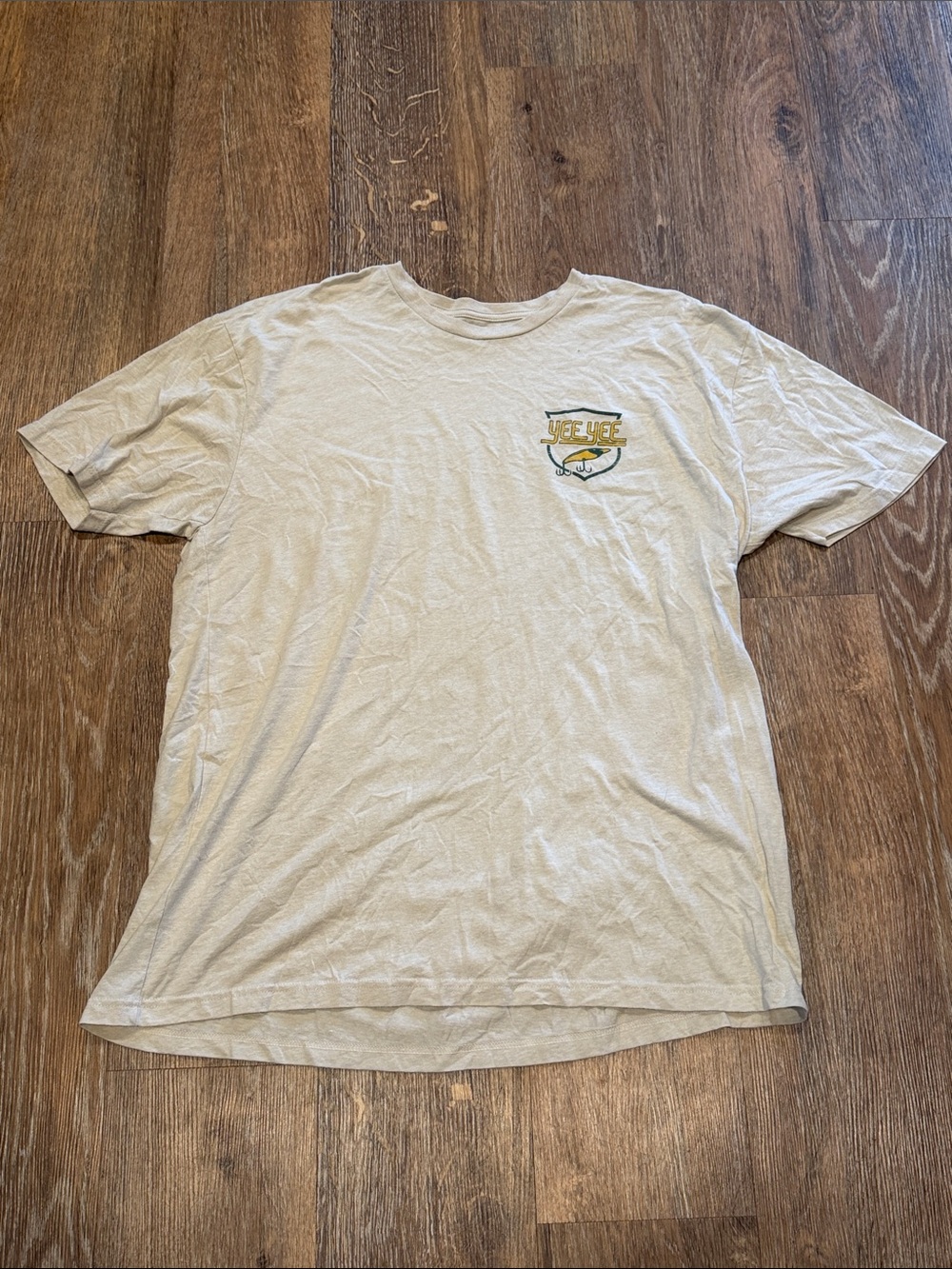 Men's Short Sleeve Crew Tee in Light Cream with Chest Logo